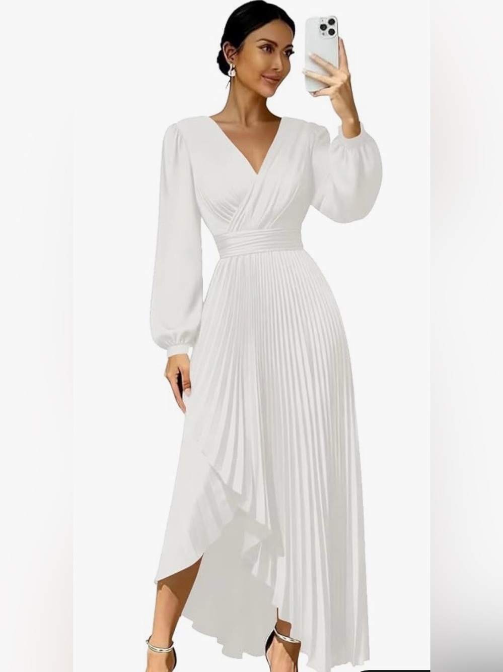 NWT Fashion Women’s White Long Sleeve Satin Maxi Dress Size 10